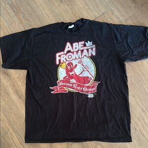 Abe Froman Black Graphic T-Shirt. Size 2XL.